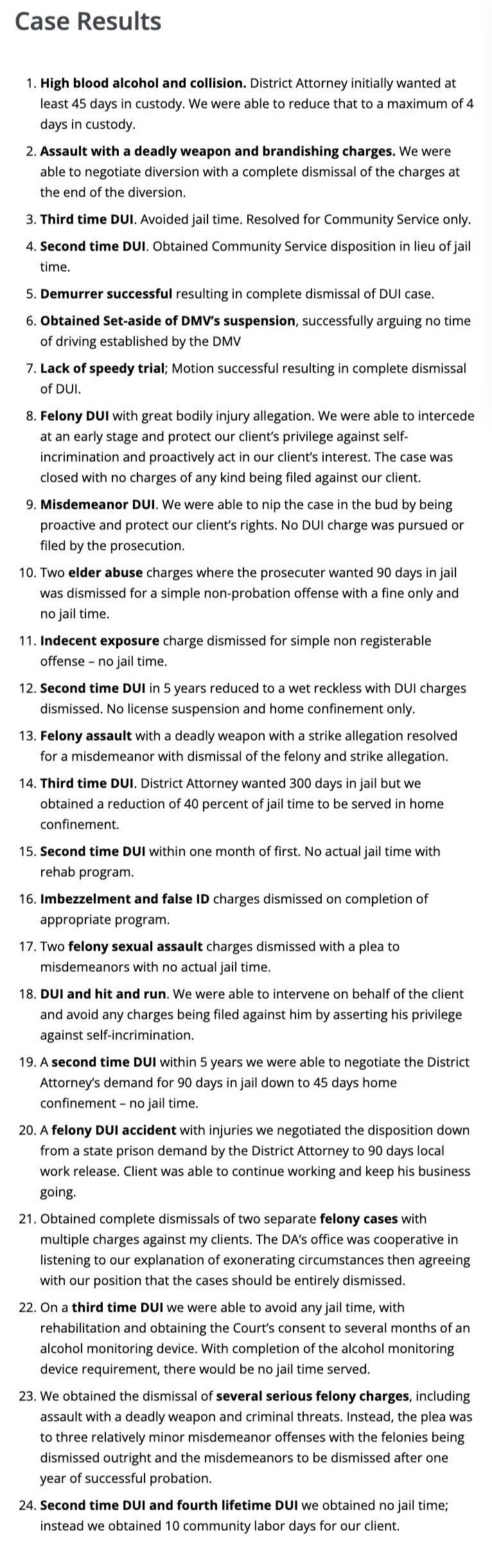 Criminal Law Case Results